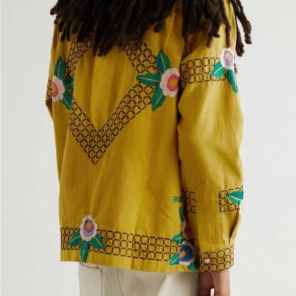 BODE - Garden Bed Embroidered Cotton Shirt - Yellow - Picture 5 of 5